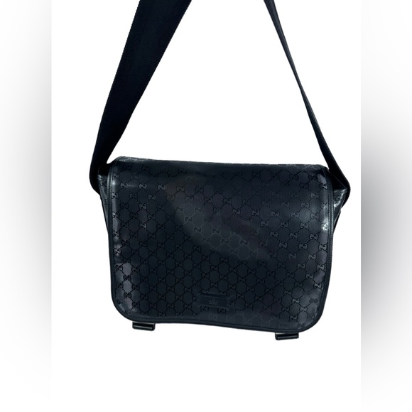 GUCCI 270794 black Imprime Mamas Diaper Bag messenger logo flap Authenticated - Picture 4 of 16